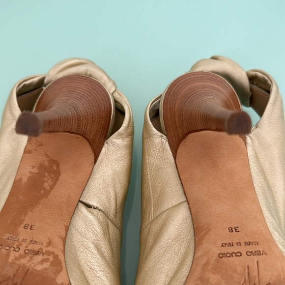 Giuseppe Zanotti Metallic Gold Leather Peep Toe Platform Heels With Shoe Bag - Picture 10 of 14